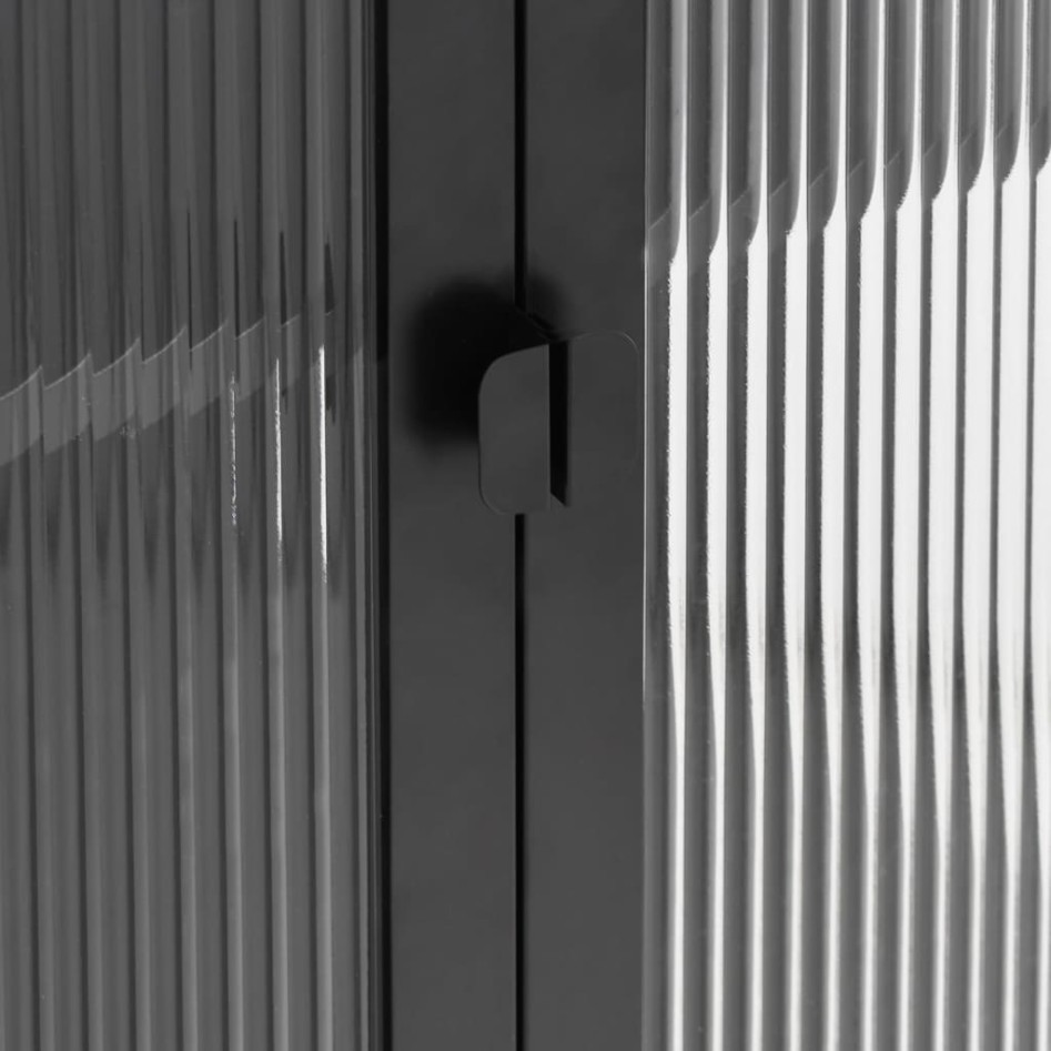 Aparador alto vidrio y acero negro 85x40x180