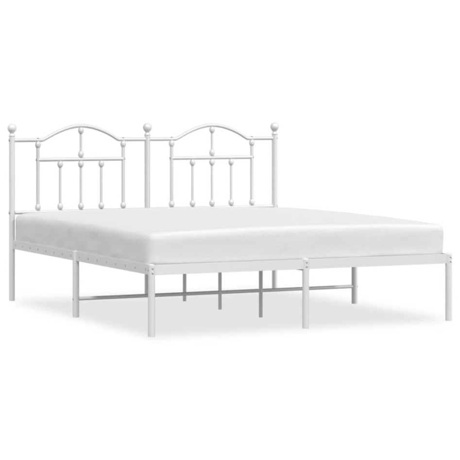 Estructura de cama de metal con cabecero blanco 180x200