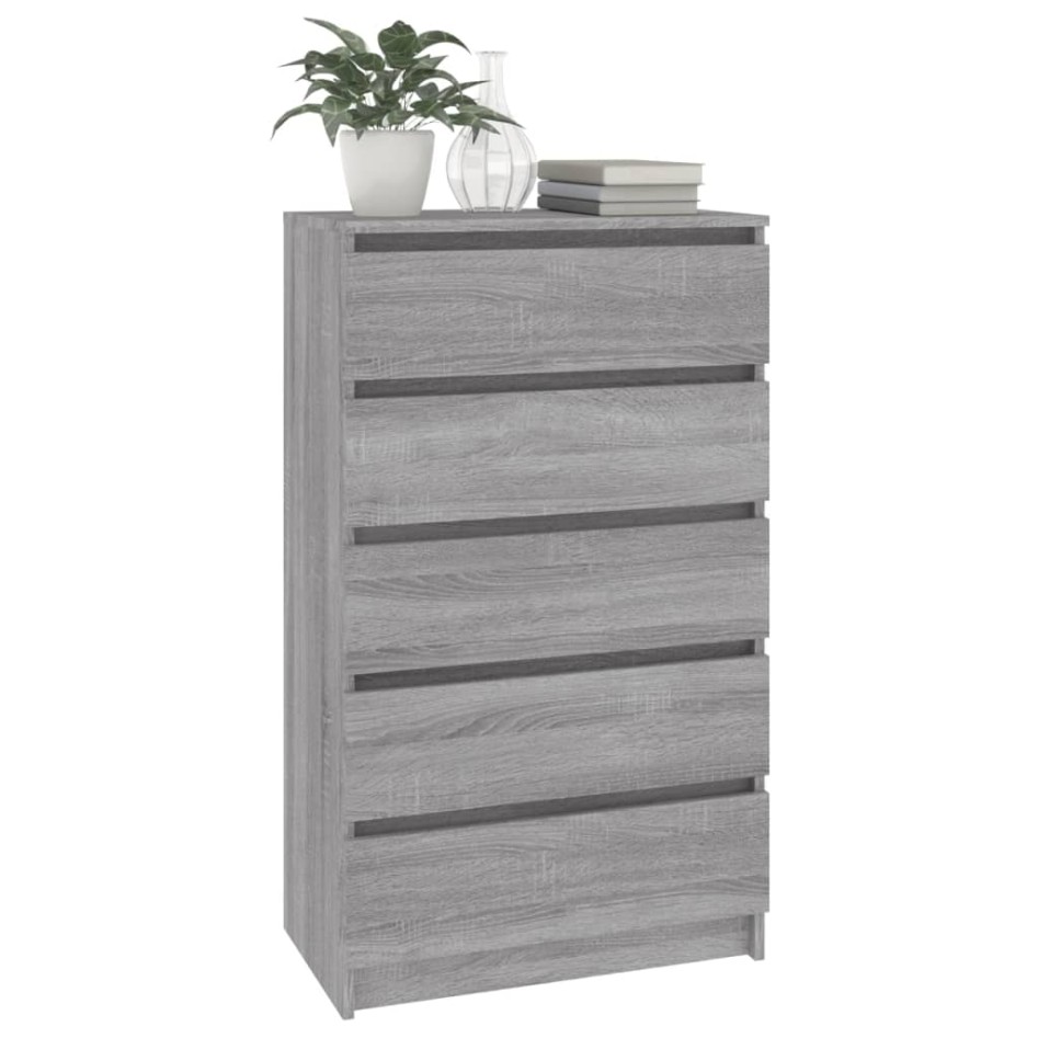 Cajonera de madera contrachapada gris Sonoma 60x36x103