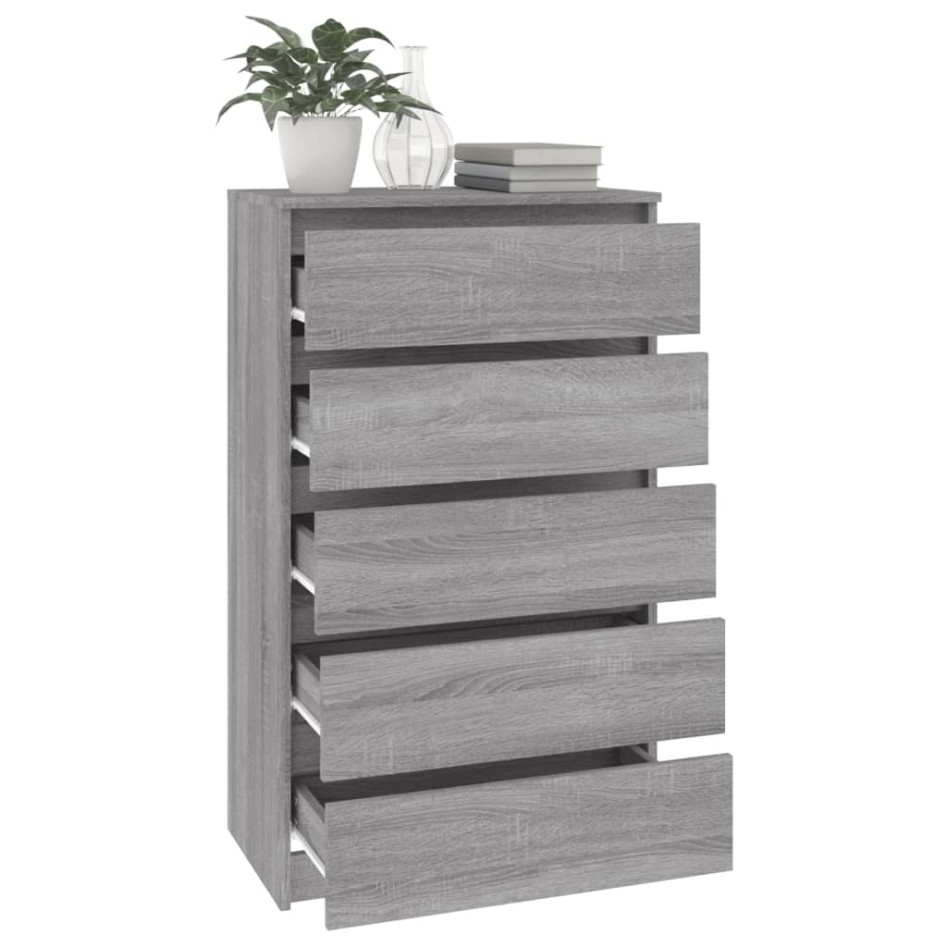 Cajonera de madera contrachapada gris Sonoma 60x36x103
