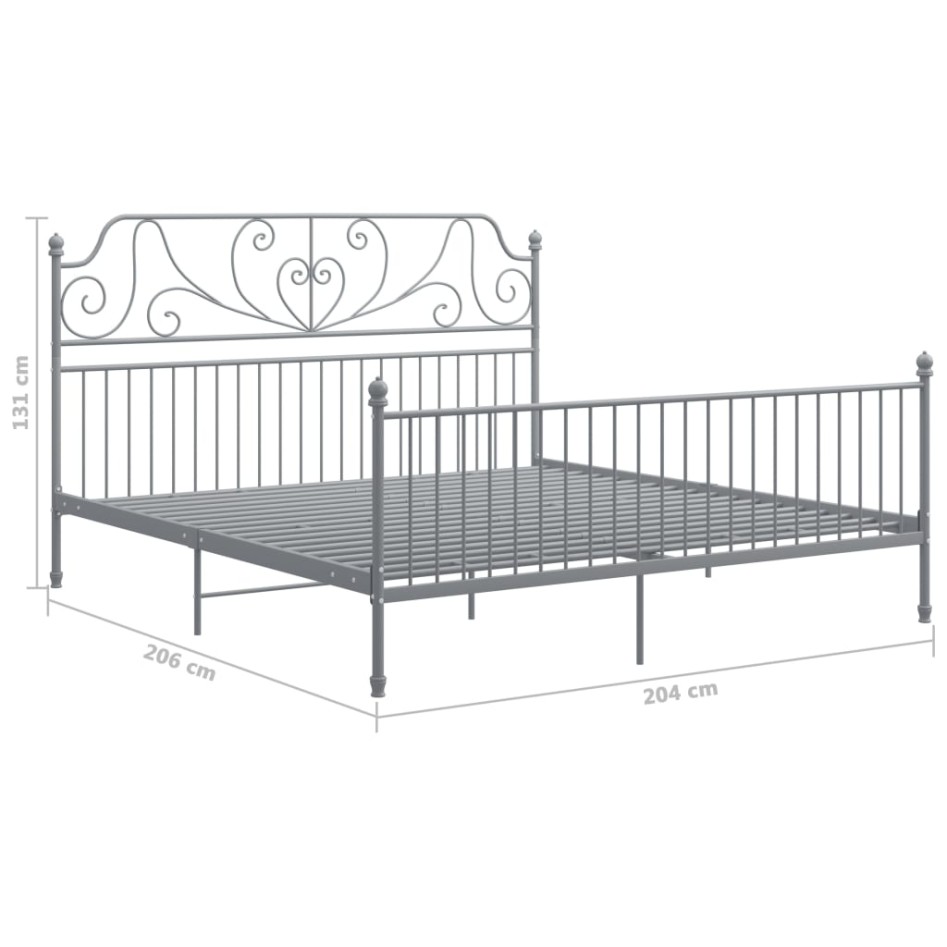 Estructura de cama de metal gris 200x200