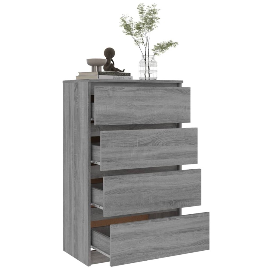 Aparador de madera contrachapada Sonoma gris 60x35x98,5