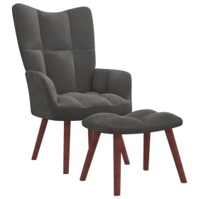 Sillón de relax con taburete terciopelo gris