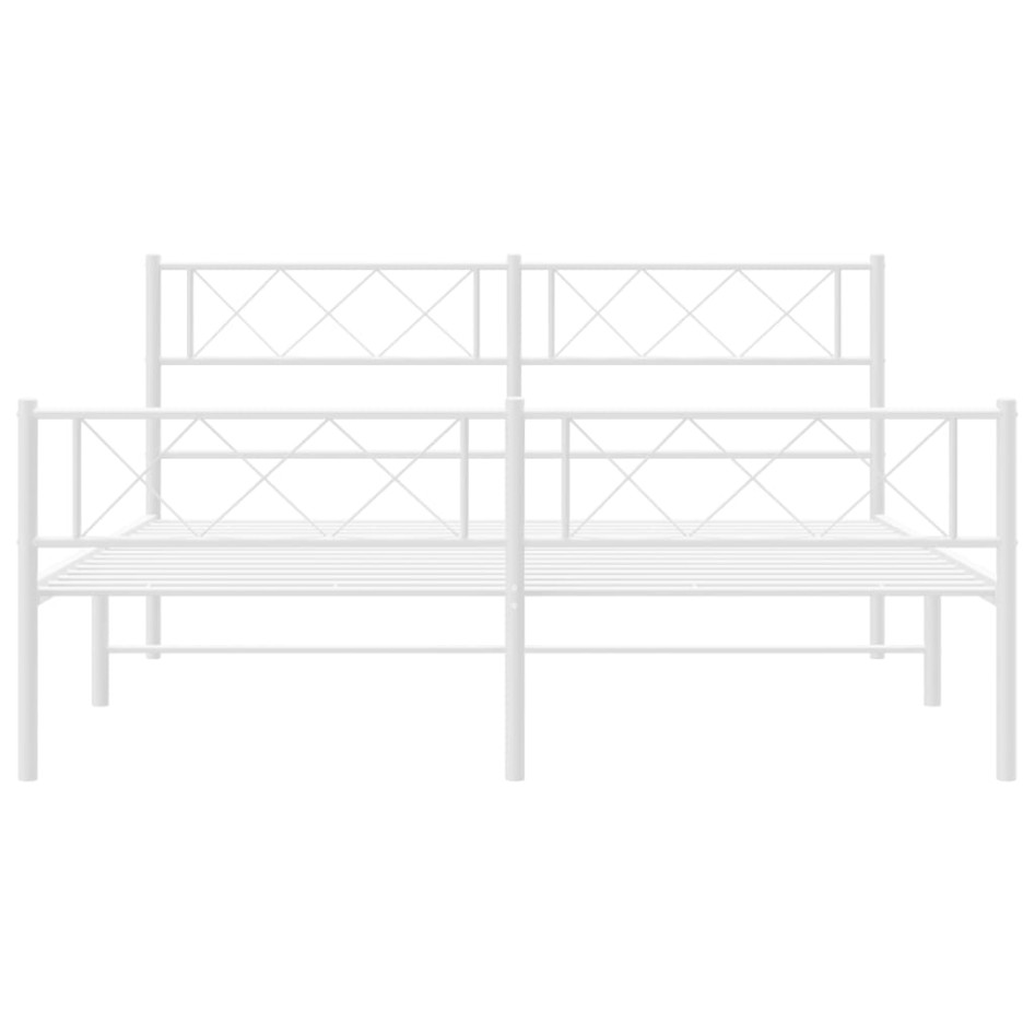 Estructura cama metal cabecero y estribo blanco 140x190