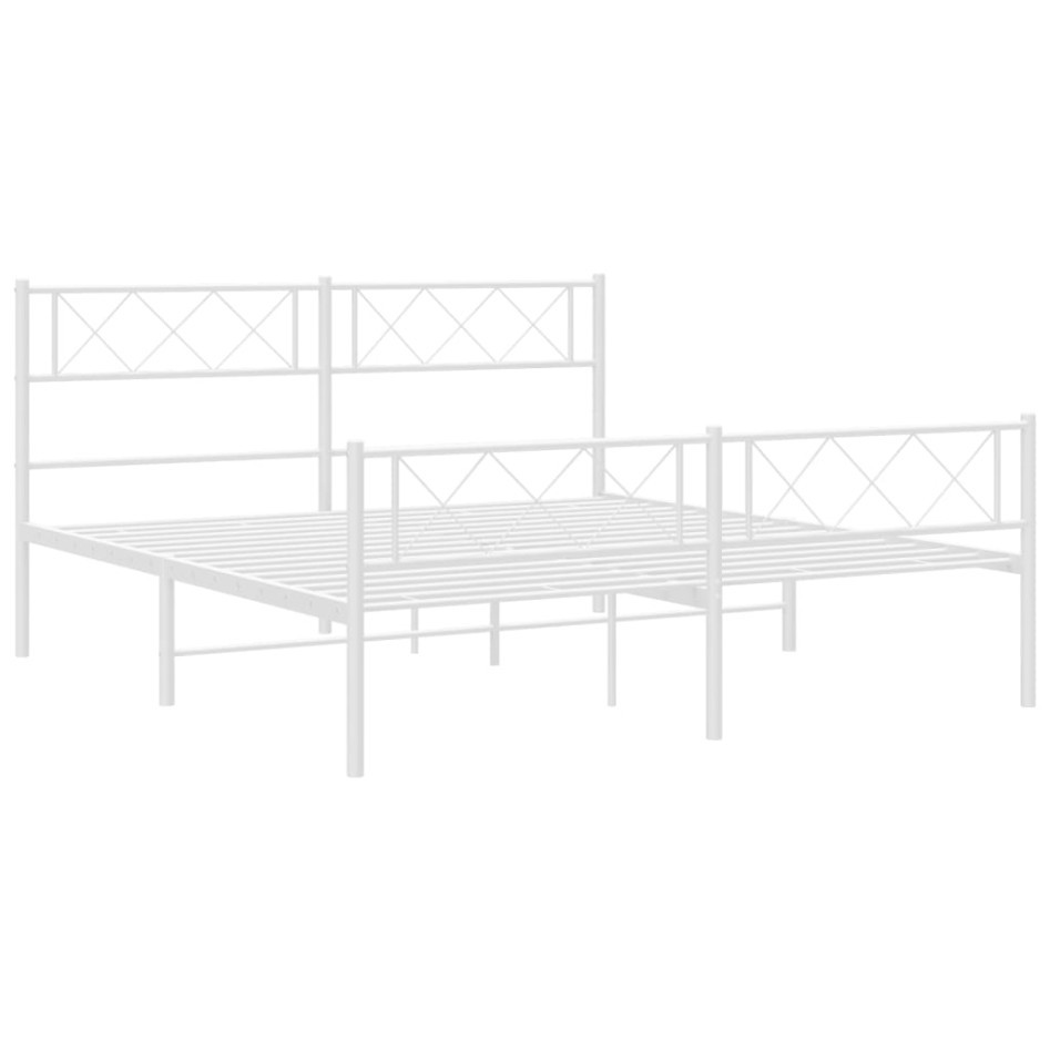 Estructura cama metal cabecero y estribo blanco 140x190