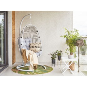 Silla Colgante de ratán gris claro, modelo Sesai