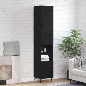 Aparador de madera contrachapada negro 34,5x34x180