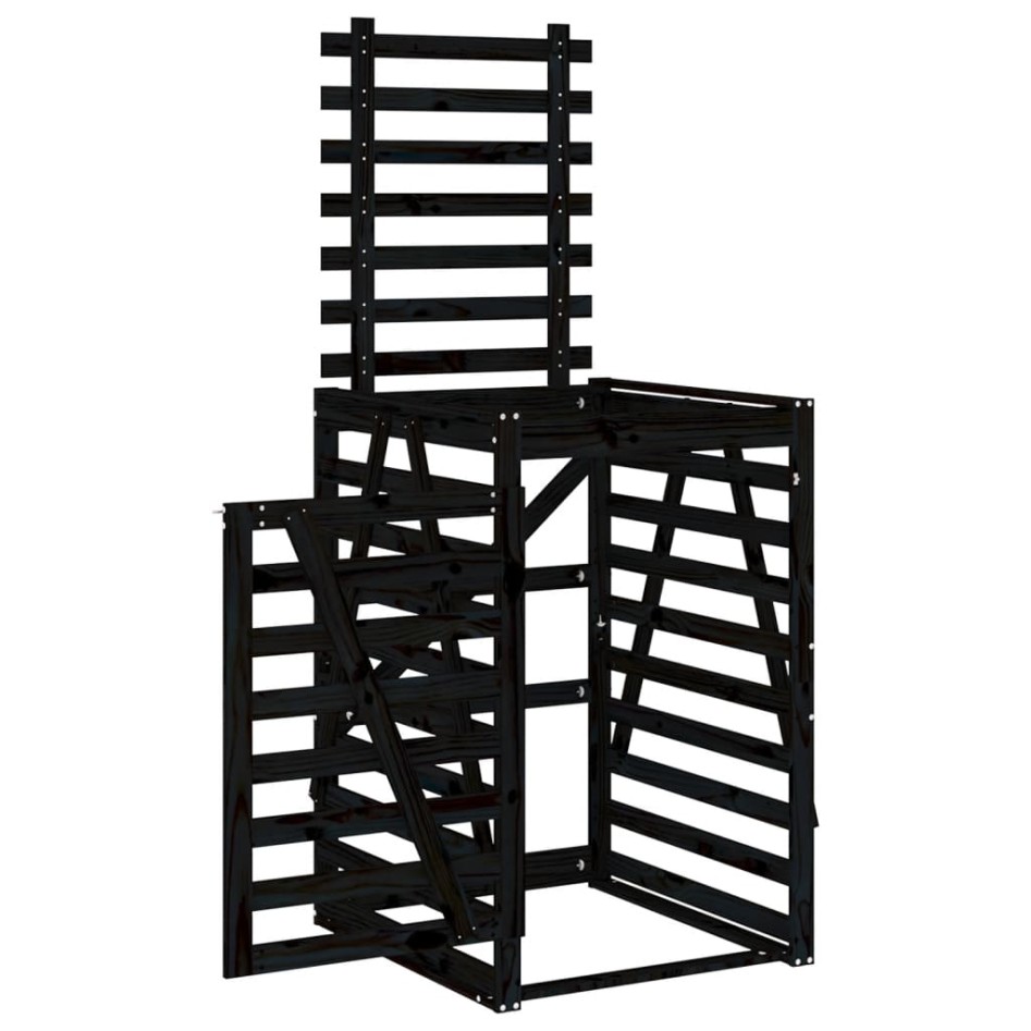 Cobertizo para cubos de basura madera pino negro 84x90x128,5