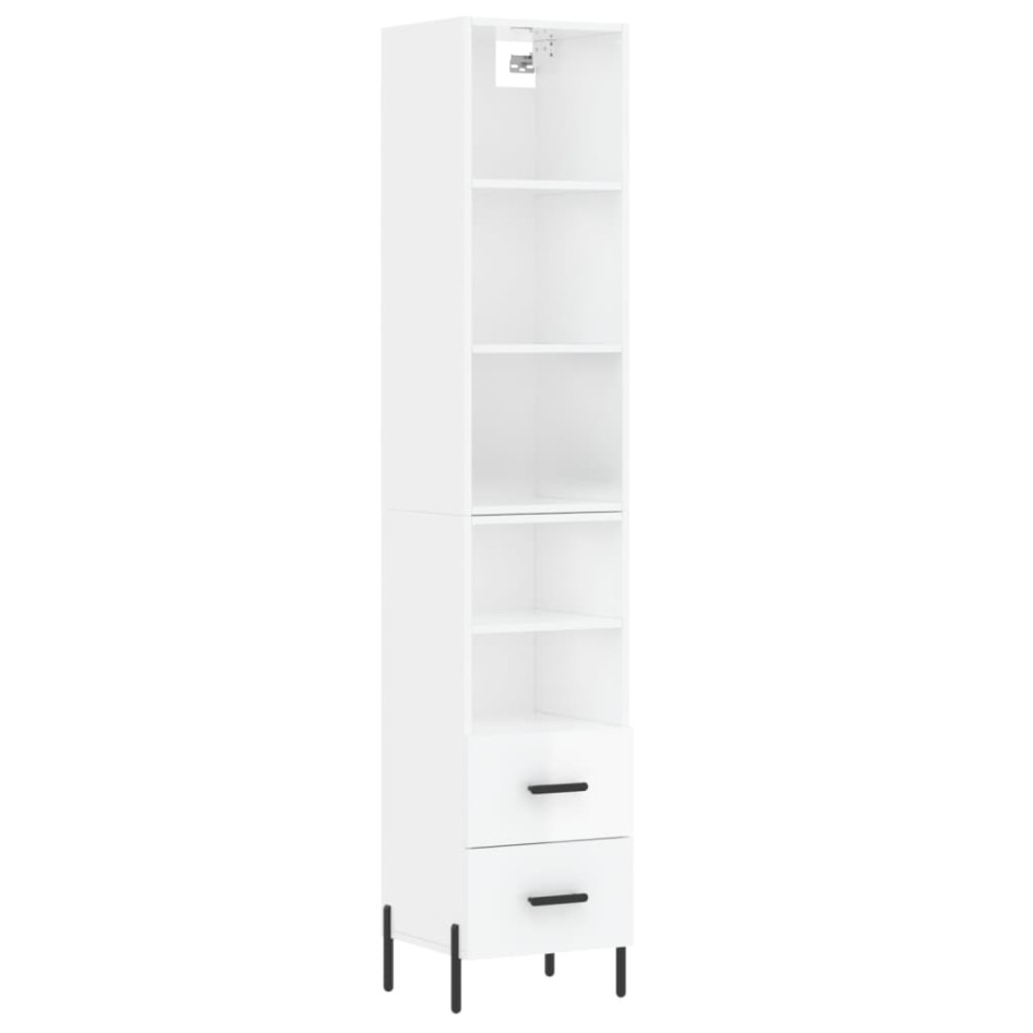 Aparador alto madera contrachapada blanco brillo 34,5x34x180