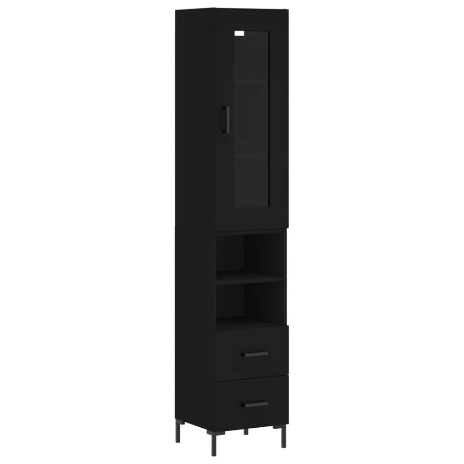 Aparador de madera contrachapada negro 34,5x34x180