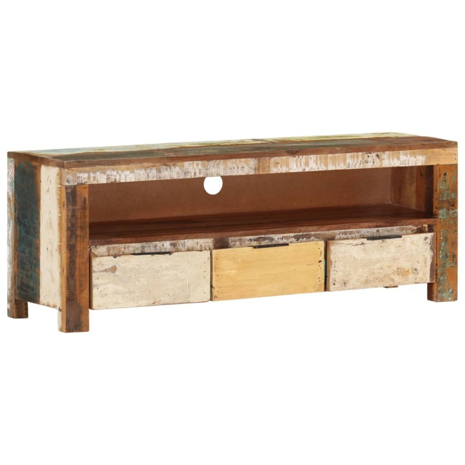 Mueble de TV madera maciza reciclada 110x30x40