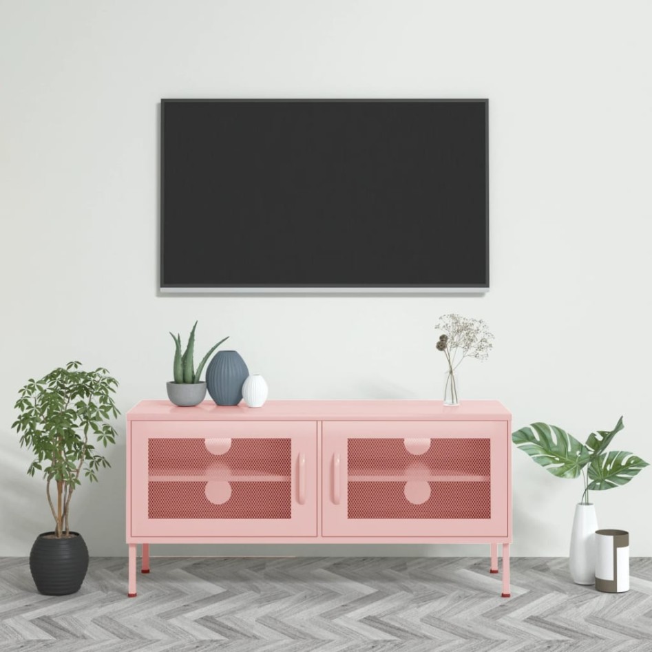 Mueble para TV de acero rosa 105x35x50
