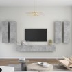 Set muebles de salón TV 6 pzas madera ingeniería gris hormigón