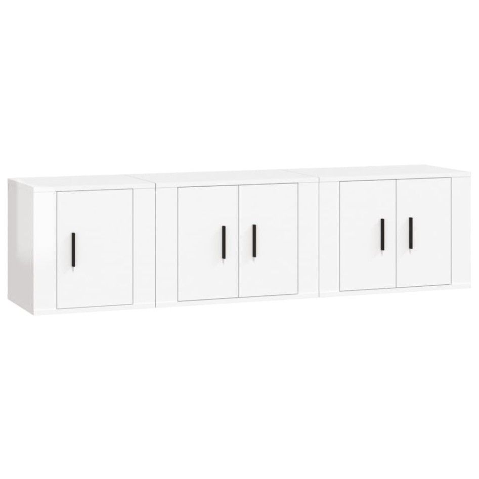 Set de muebles de TV 3 pzas madera contrachapada blanco