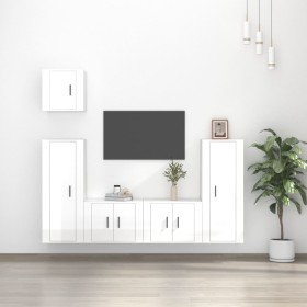 Set de muebles de TV 5 pzas madera contrachapada blanco