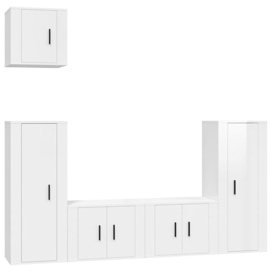 Set de muebles de TV 5 pzas madera contrachapada blanco