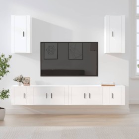Set de muebles de TV 6 pzas madera contrachapada blanco