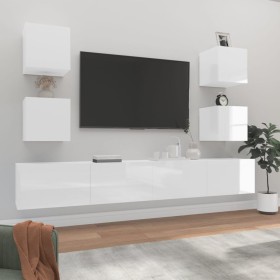 Set de muebles de TV 6 pzas madera contrachapada blanco