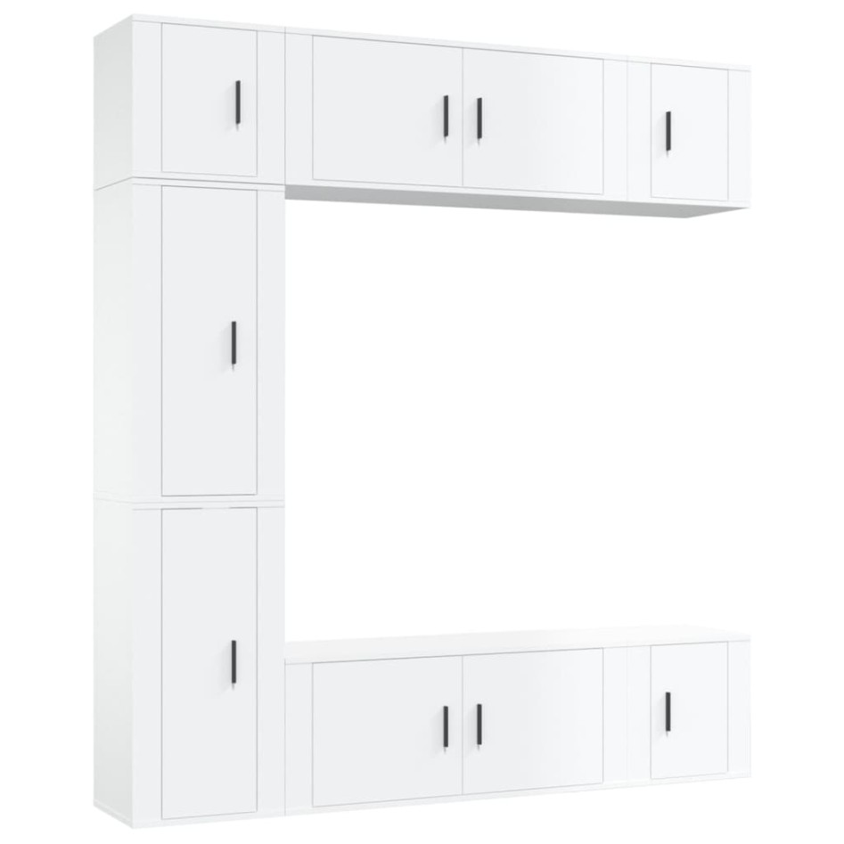 Set de muebles de TV 7 pzas madera contrachapada blanco