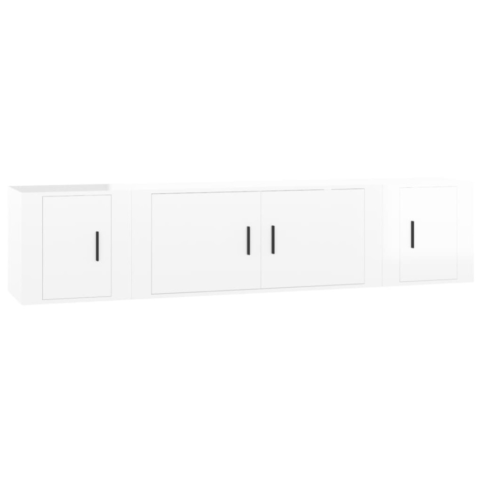 Set de muebles de TV 3 pzas madera contrachapada blanco