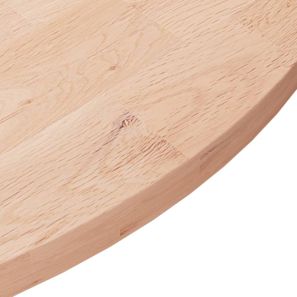 Superficie de mesa redonda madera de roble sin tratar