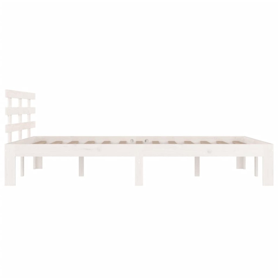 Estructura de cama madera maciza blanca King Size 150x200