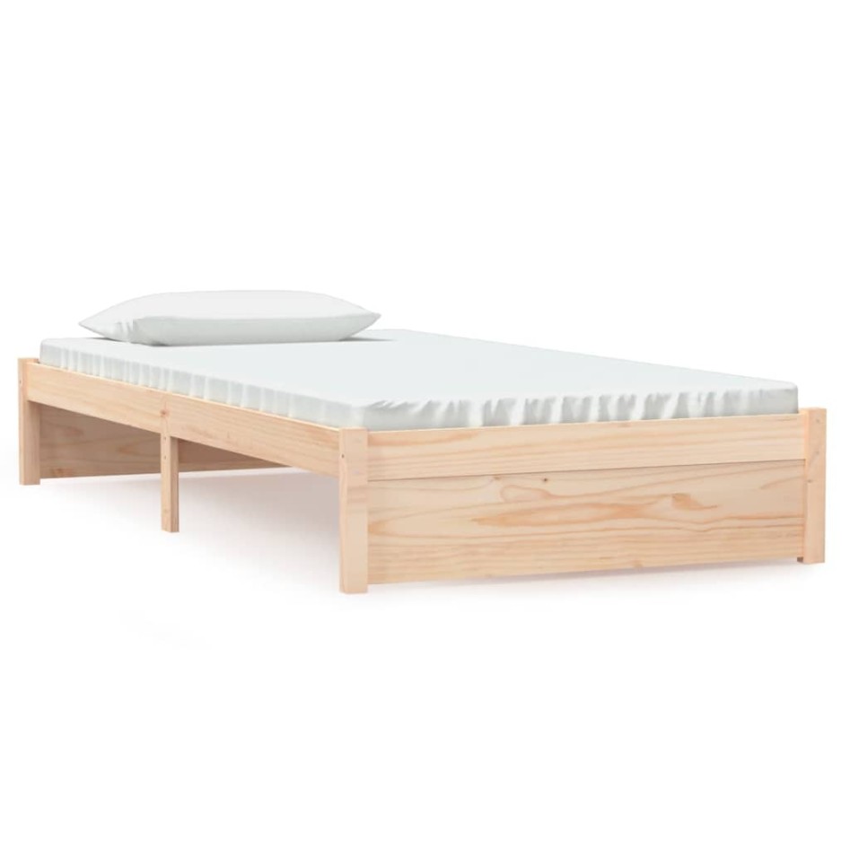 Estructura de cama madera maciza blanca 100x200