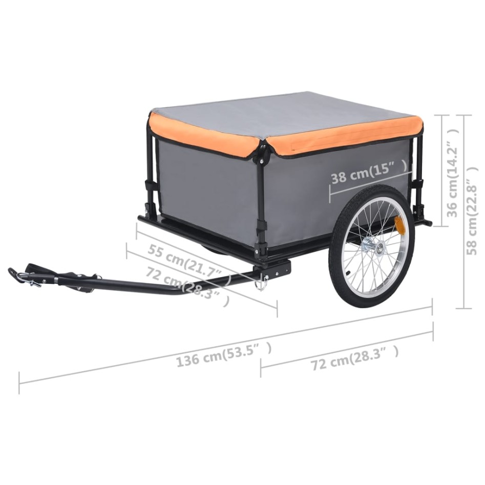 Remolque para bicicletas gris y naranja 65