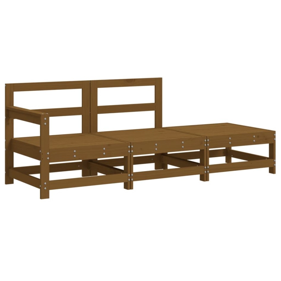 Juego de sofás de jardín 3 pzas con cojines madera marrón