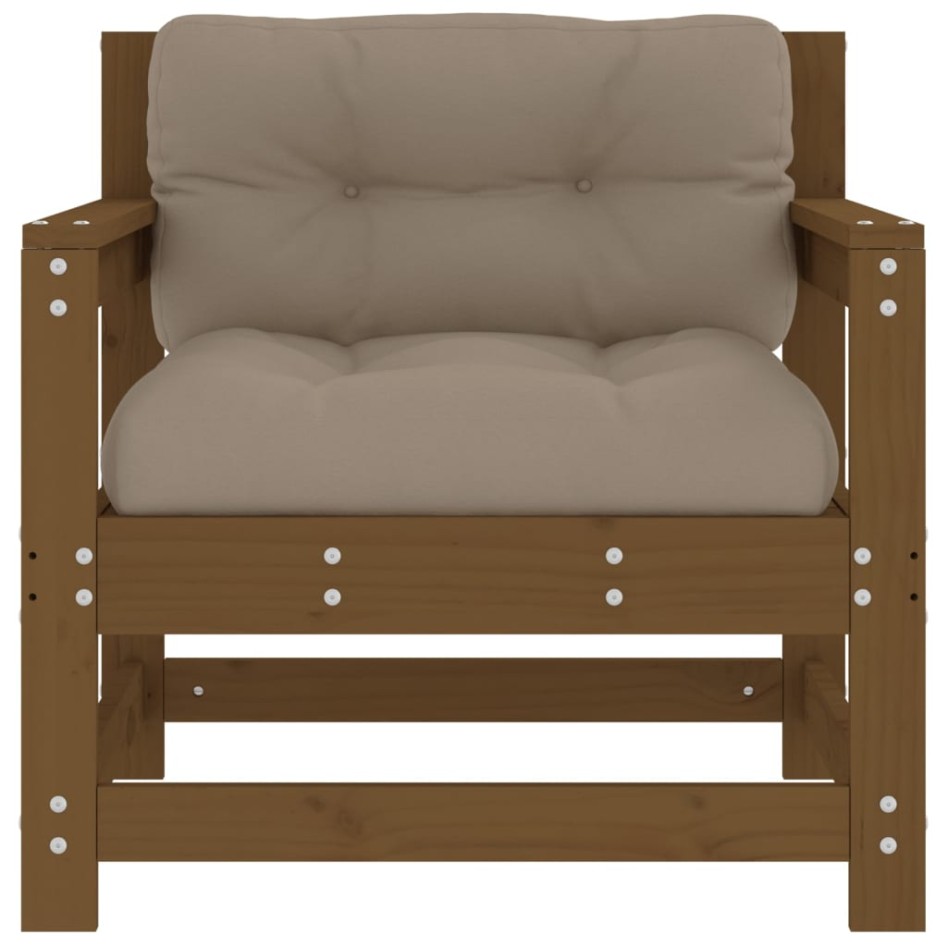 Sillones de jardín cojines 2 uds madera maciza pino marrón