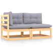 Set de muebles de jardín 2 pzas con cojines madera maciza pino