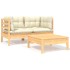 Muebles de jardín 3 piezas madera maciza pino con cojines