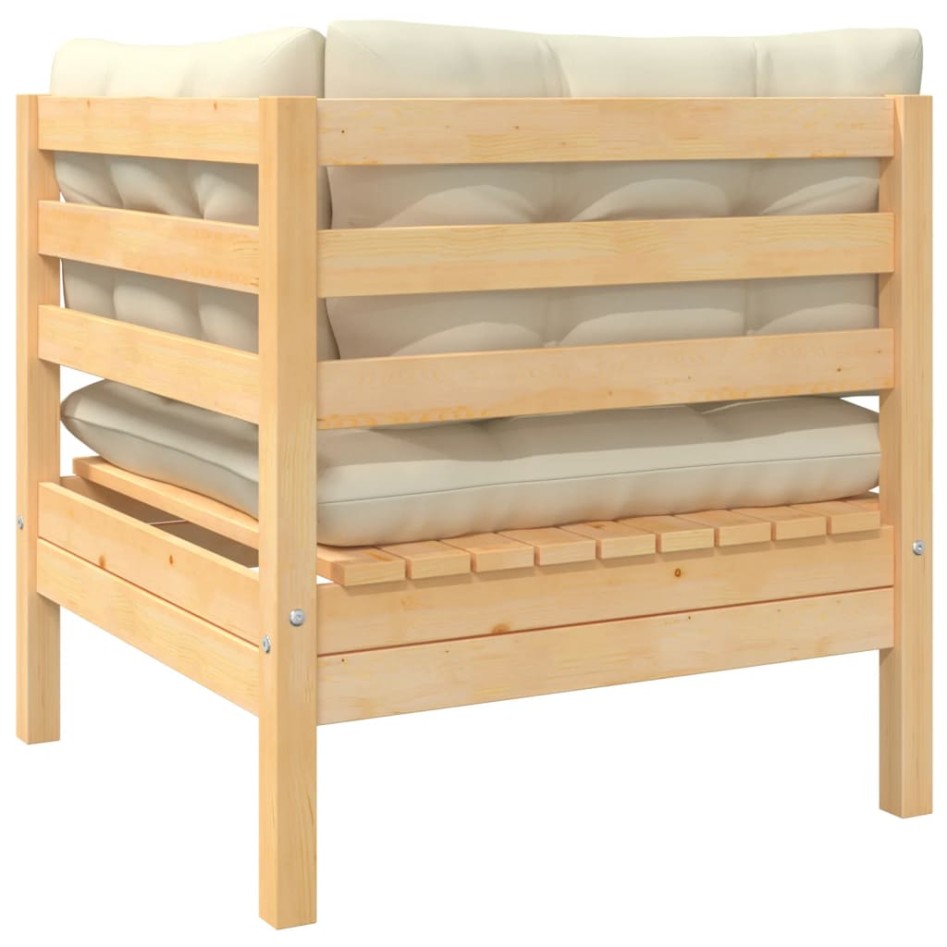 Muebles de jardín 3 piezas madera maciza pino con cojines