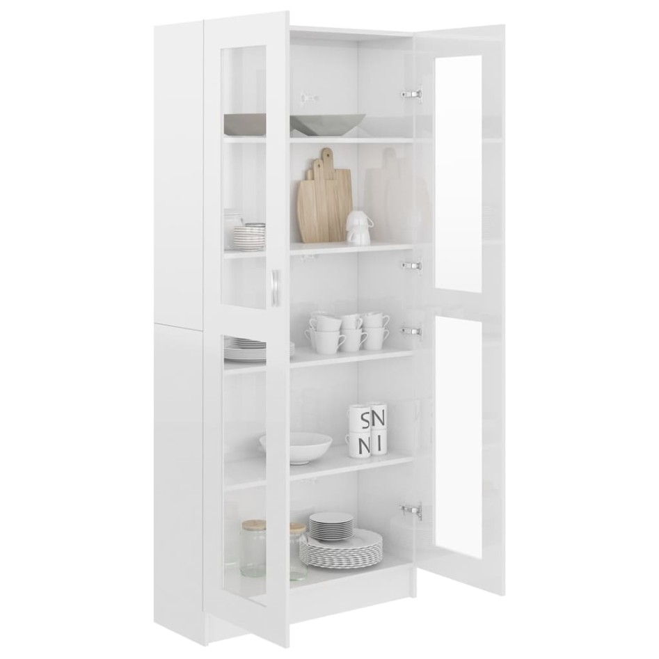 Vitrina de madera contrachapada blanco brillo
