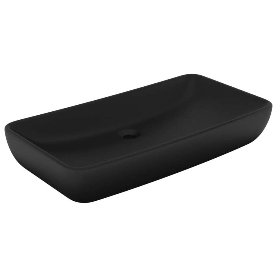 Lavabo de lujo de cerámica rectangular negro mate 71x38