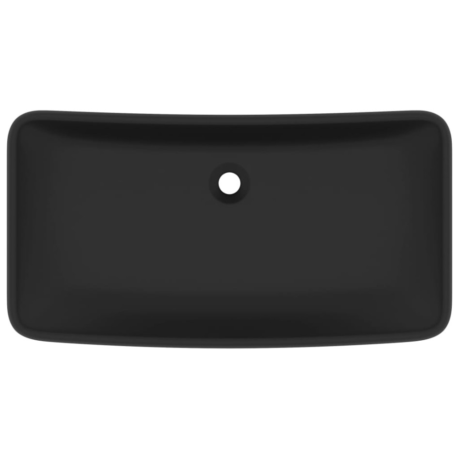 Lavabo de lujo de cerámica rectangular negro mate 71x38