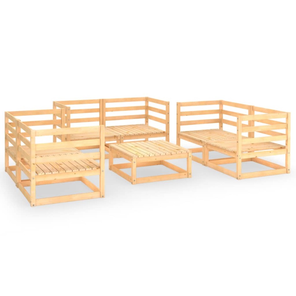 Juego de muebles de jardín 7 piezas madera maciza de