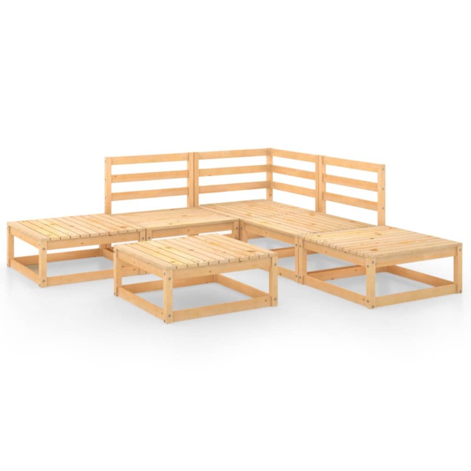 Juego de muebles de jardín 6 piezas madera maciza de