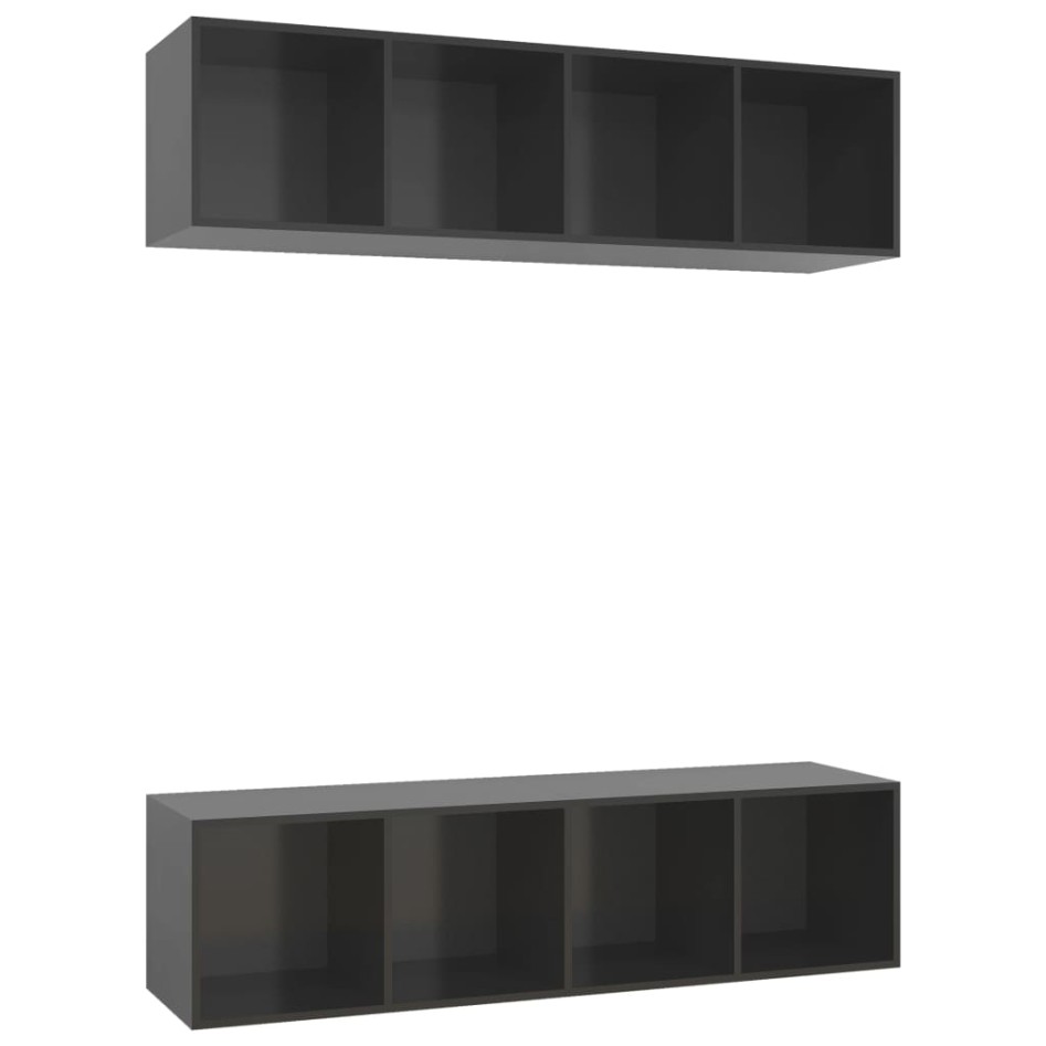Muebles de salón de pared 2 uds madera ingeniería gris