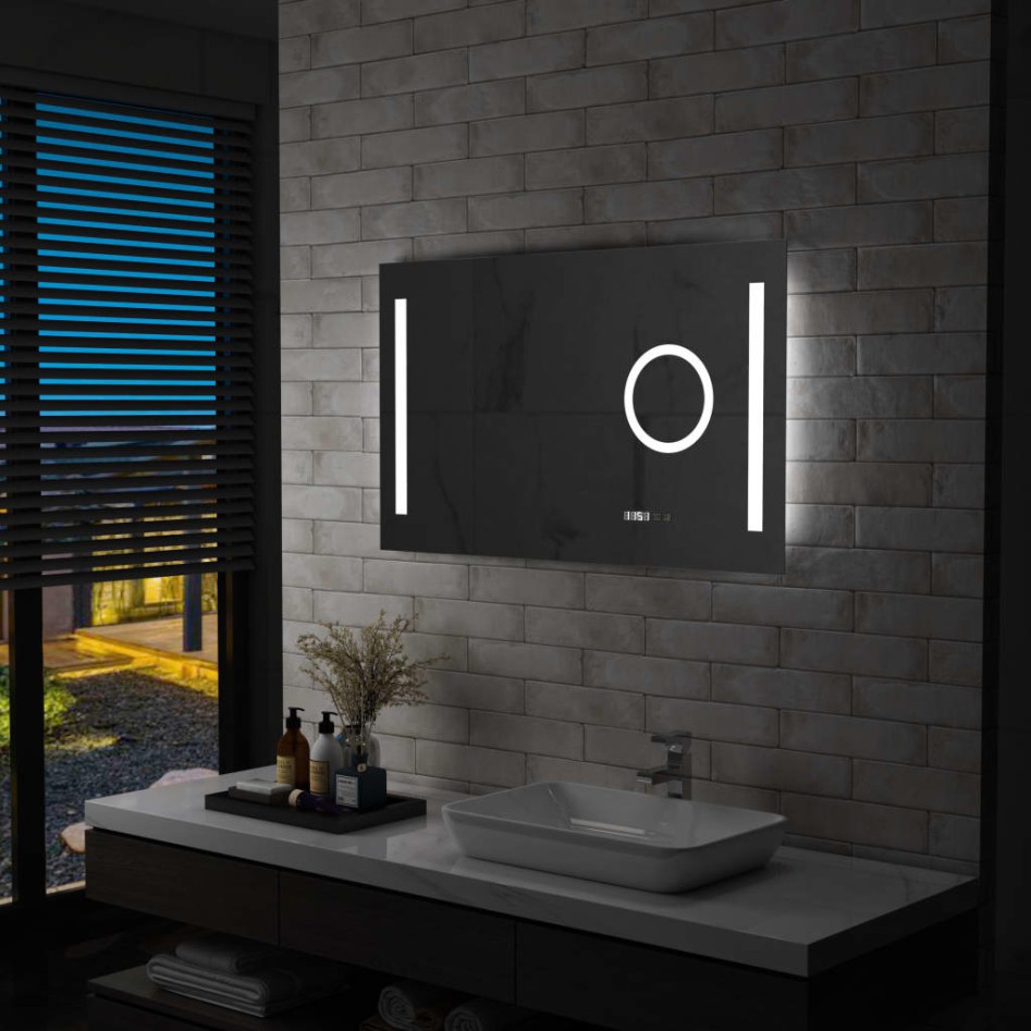 Espejo de pared de baño con LED y sensor táctil 100x60