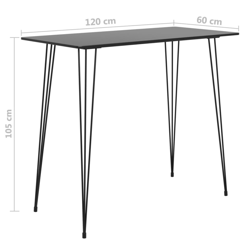 Mesa alta de cocina negro 120x60x105