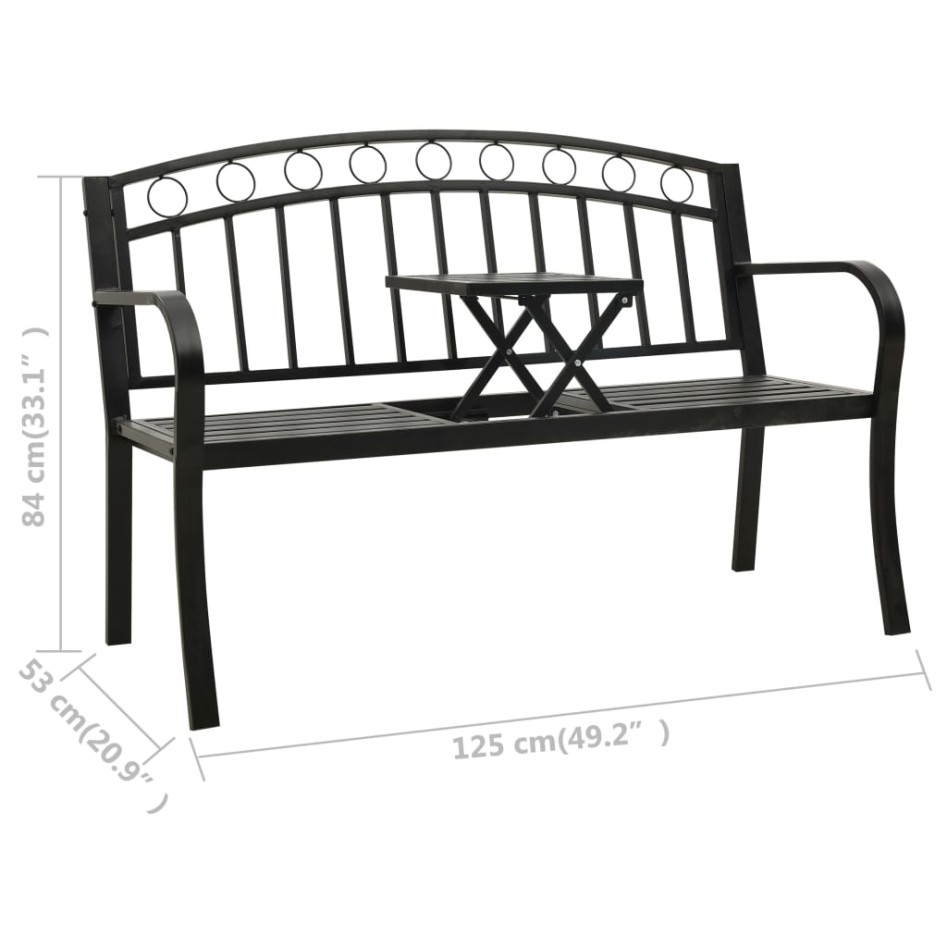 Banco de jardín con mesa acero negro 125