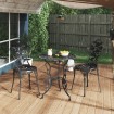 Mesa y sillas de bistró 3 piezas aluminio fundido negro