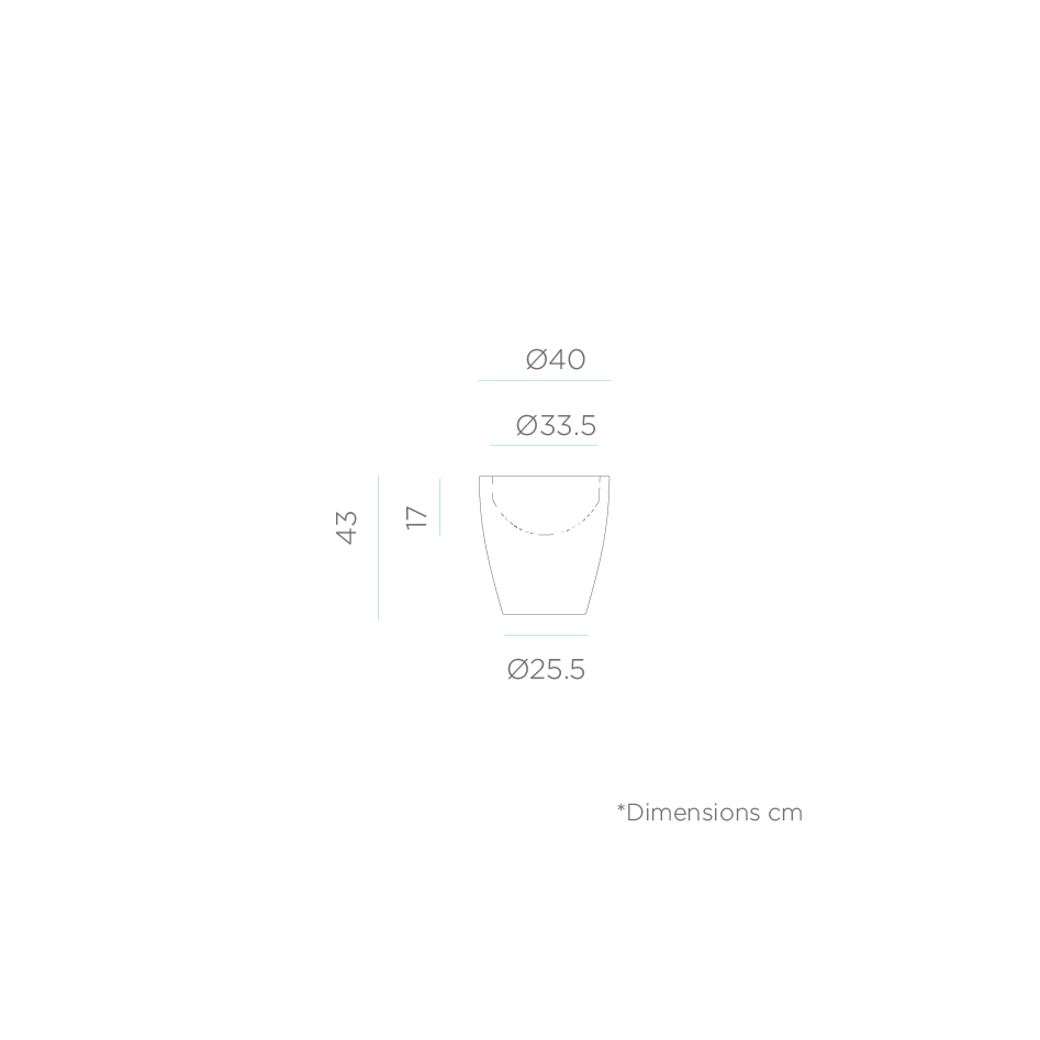 Macetero de líneas redondas, modelo Violeta 40