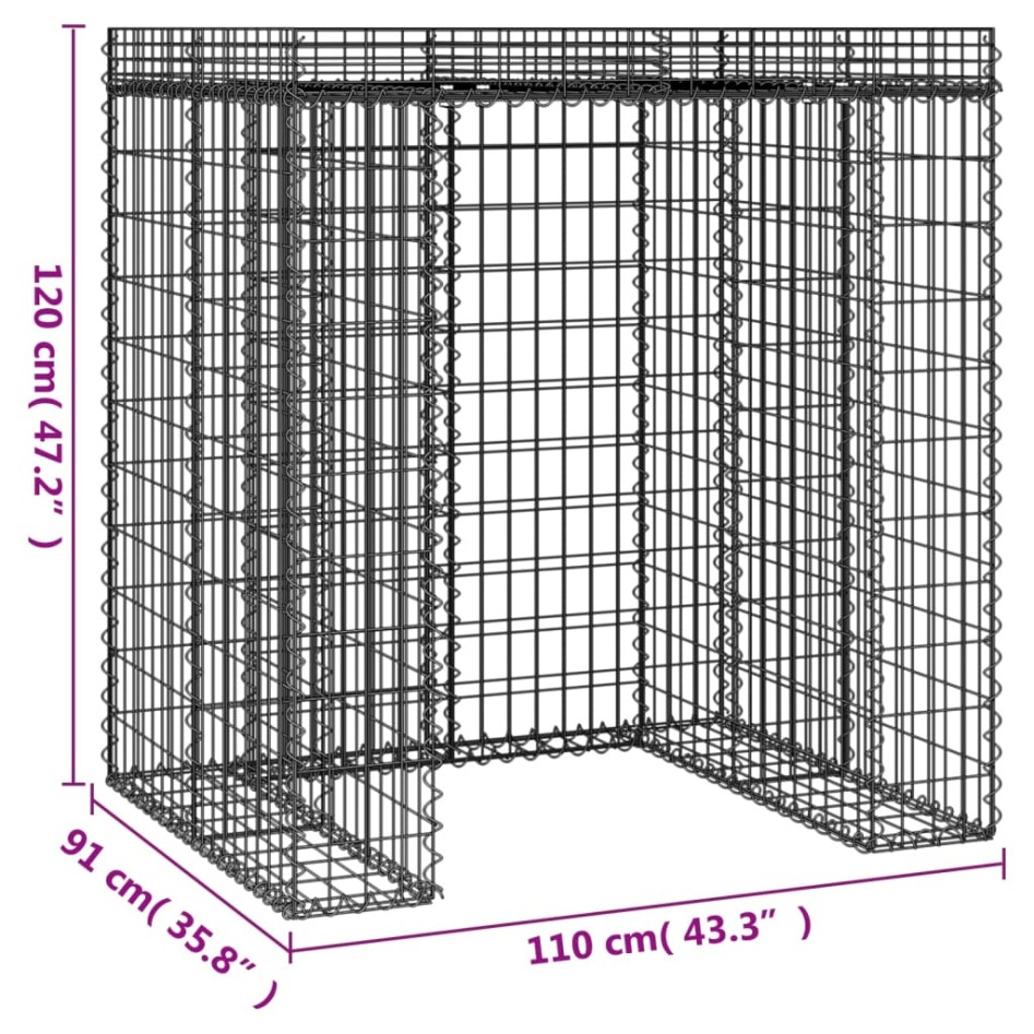Muro de gaviones para contenedor de basura hierro 110x91x120