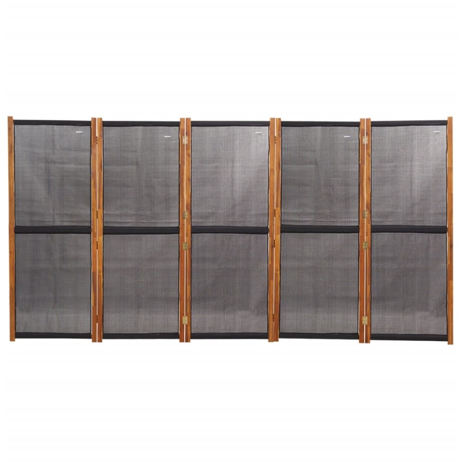 Biombo divisor de 5 paneles negro 350x180