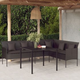 Set comedor de jardín 2 pzas con cojines ratán sintético