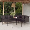 Set comedor de jardín 2 pzas con cojines ratán sintético negro
