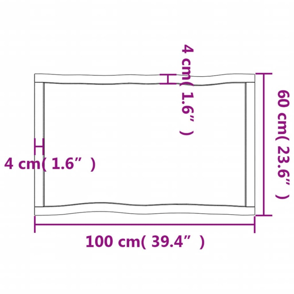 Tablero mesa madera tratada borde natural marrón