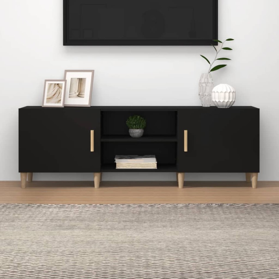 Mueble para TV madera contrachapada negro 150x30x50
